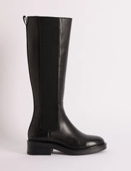 Black Leather Knee High Boots