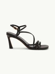 Black Leather Strappy High Heels