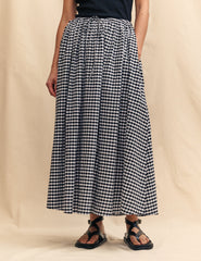Black Gingham Midi Skirt