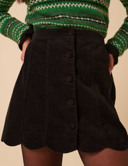 Black Cord Scallop Trim Mini Skirt