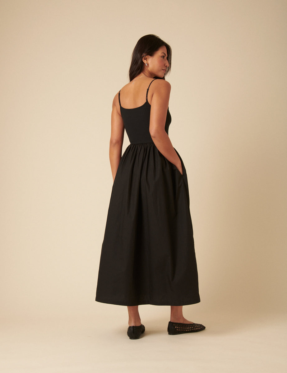 Black Madelyn Midi Dress