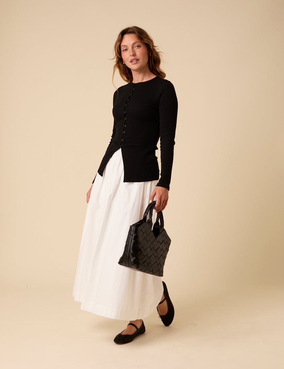 Black Ribbed Waistcoat Top